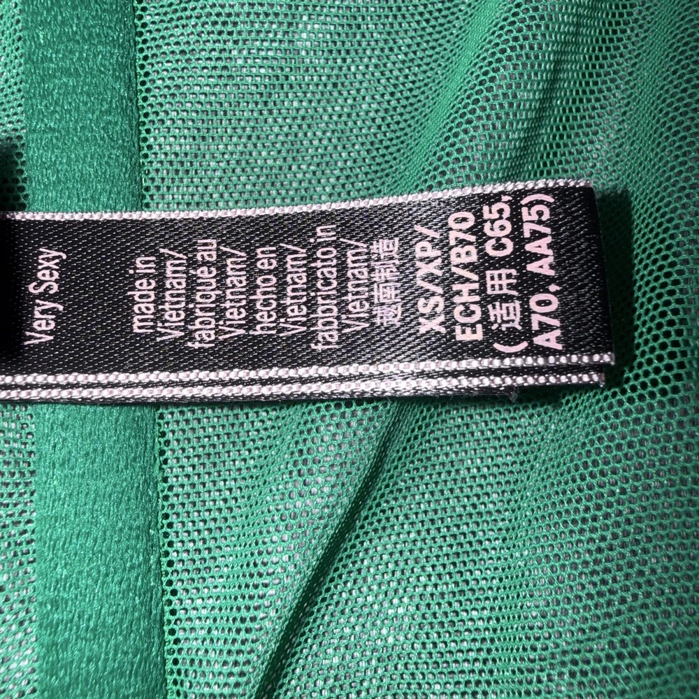 Victorias Secret Very Sexy Bustier Womens 32B XS Green Lace Floral Boned Sheer - Picture 11 of 11
